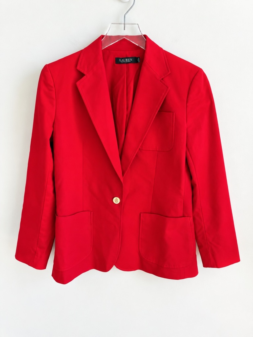 Lauren Ralph Lauren Red Blazer Gold Crest Buttons Size 10